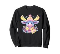 Blue Moose Winter Retrato Amante Gráfico Bufanda Rosa Adorable Sudadera