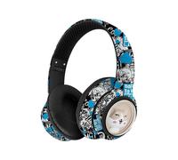 (Blue, Multicolor) AKZ 36 Creative Graffiti Bluetooth Headphone FM Radio Foldable Stereo Wireless Headset - Blue