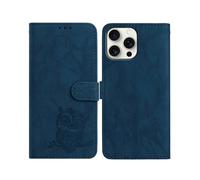 (Blue, Multicolor) For iPhone 16 Pro Max Case Owl Imprinted PU Leather Wallet Phone Cover with Wrist Strap