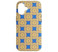 Blue Mustard Yellow Dot Circle Celestial Sun Stars Folk Art Carcasa para iPhone 16