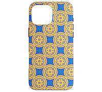 Blue Mustard Yellow Dot Circle Celestial Sun Stars Folk Art Carcasa para iPhone 16 Pro MAX