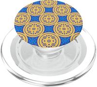 Blue Mustard Yellow Dot Circle Celestial Sun Stars Folk Art PopSockets PopGrip para MagSafe
