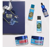 Blue Nectar Contemporary Glow - Juego de regalo para mujeres y hombres, suero sin aceite, exfoliante en gel, lavado facial, crema facial y loción facial, paquete de 5, regalo perfecto de aniversario y
