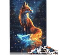 Blue Neon Fox and The Moon Rompecabezas Imposible,desafío for Adults Entretenimiento Creativo 1000 Piezas Obra De Arte De Juego De para Adultos Y Niños Mayores De 12 Años 1000pcs (75x50cm)