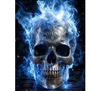 Blue Neon Skull - Halloween Lined Notebook: Ruled Pages with a Small Skull Design on Every Page - Perfect for Notes, School, Work, Writing, Horror Fans, Dark Aesthetics, and Halloween Gifts