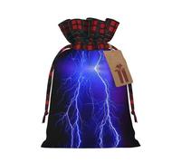 Blue Night Sky. Bolsa de Navidad a cuadros a juego con cordón, 4.7 x 6.9 pulgadas para Navidad, Halloween