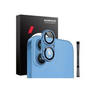 (Blue) NORTHJO Compatible For iPhone 16 / 16 Plus Matte Camera Lens Protector Integrated Metal + Tempered Glass Lens Film