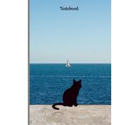 Blue Notebook: Cat by the sea - 120 lined pages - 6x9 inches: Ocean Cat Cover • Calm Writing Journal • Gift for Cat Lovers & Seaside Dreamers