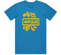 Blue Oasis Liam and Noel Gallagher Gold Logo con licencia Camiseta hombre