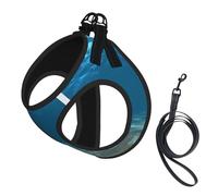 Blue Ocean - Arnés de verano para perro, estampado de paisaje marino ondulado, chaleco suave y ligero, arnés transpirable para mascotas reflectante para caminar fácilmente