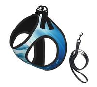 Blue Ocean - Arnés para perro con estampado de peces subacuáticos, chaleco ajustable y reflectante, para perros pequeños a medianos