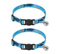 Blue Ocean - Collar ajustable para cachorros, diseño de silueta de tiburón y peces, 2 unidades