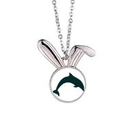 Blue Ocean - Collar con colgante de conejo y delfín dócil, joyería de regalo