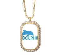 Blue Ocean - Collar con colgante de delfín dócil y diamantes de cristal dorado