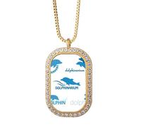Blue Ocean - Collar con colgante de delfín y biología de diamantes de cristal dorado