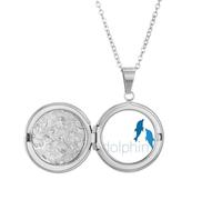 Blue Ocean - Collar con medallón de dos delfines para guardar fotos, regalo de cumpleaños