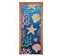 Blue Ocean Coral Animal - Cubierta decorativa para puerta delantera, 88,9 x 200,7 cm, diseño de bandera de Hello Summer