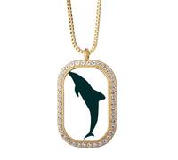 Blue Ocean Friendly Streamline - Collar con colgante de delfín con diamantes de cristal dorado