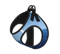 Blue Ocean - Juego de correa de arnés con estampado de mar para gato y perro, chaleco reflectante ajustable a prueba de fugas con malla suave transpirable, para mascotas pequeñas y cachorros gatitos