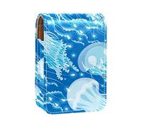 Blue Ocean Life - Estuche portátil para pintalabios con espejo para mujeres y mujeres, estuche de piel para cosméticos, Varios colores, 9.5x2x7 cm/3.7x0.8x2.7 in