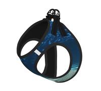 Blue Ocean Sea Print - Juego de correa ajustable para gatos y perros, chaleco de malla suave y transpirable con diseño reflectante, correa a prueba de fugas para mascotas pequeñas para entrenamiento