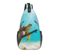 Blue Ocean Sea Turtle Underwater Cross Chest Bag Diagonalmente Sling Backpack Crossbody Shoulder Bag Travel Senderismo Daypacks para Hombres y Mujeres