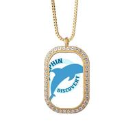 Blue Ocean Streamline - Collar con colgante de delfín con diamantes de cristal dorado