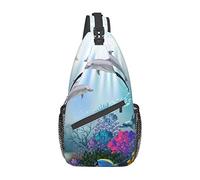 Blue Ocean Underwater Fish Blue Ocean Underwater Fish Sling Bag, Mochila de Hombro Paquete de Pecho Causal Crossbody Daypack para Mujeres Hombres Senderismo Viajes