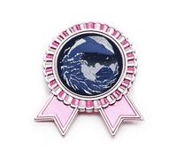 Blue Ocean Waves Night Dark Badge Pin Pink Winner Award Medal, Medium, Metal