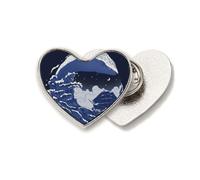 Blue Ocean Waves Night Dark Heart - Broche de metal con diseño de corazón