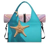 Blue Oceans - Bolsa de deporte con diseño de conchas marinas y estrellas de mar con compartimento para zapatos, bolsa de equipaje para fin de semana, bolsa de equipaje para gimnasio, yoga, viajes,