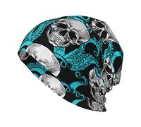 Blue Octopus Kraken Sugar Skull Hat Adult Skull Cap Warm Slouchy Knit Hat Headwear Regalo Creativo para Hombres y Mujeres