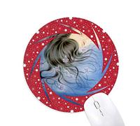 Blue Orchid Fantasy Girl Illustration Wheel mouse pad de goma roja redonda