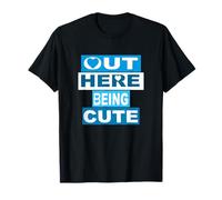 Blue Out Here Being Cute Gráfico Azul Camiseta