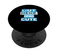 Blue Out Here Being Cute Gráfico Azul PopSockets PopGrip Adhesivo