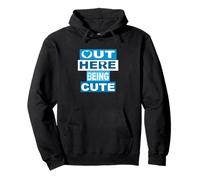 Blue Out Here Being Cute Gráfico Azul Sudadera con Capucha
