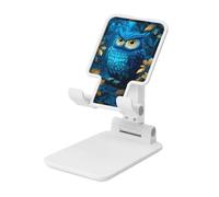 Blue Owl In The Night Forest Soporte plegable para teléfono celular, ángulo ajustable, altura de escritorio, portátil, compatible con todos los teléfonos inteligentes, estilo blanco