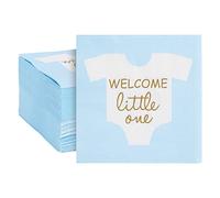 Blue Panda 100-pack servilletas de cóctel - Bienvenido pequeña Fiesta de Papel desechable servilletas - Ducha bebés o género Revela Partes - 5 x 5 Pulgadas Plegables