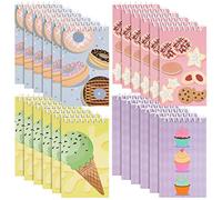 Blue Panda Bloc de Notas en Espiral con un Diseño de Postres (7,6 cm x 12,7 cm, Paquete de 24)