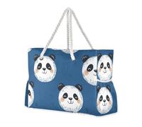 Blue Panda Face - Bolsa deportiva a prueba de arena, color negro y blanco, con bolsillos laterales, bolsa portátil de viaje con portavasos en el lateral