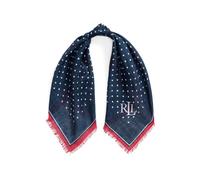 Blue Pañuelo de lino y algodón con lunares TALLA ÚNICA