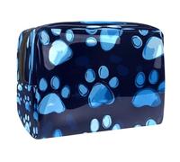 Blue Paw Prints - Neceser para mujer, neceser de viaje, grande, PVC, organizador con cremallera, multicolor, 18.5x7.5x13cm/7.3x3x5.1in, Neceser
