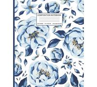 Blue Peony Composition Notebook | Elegant Floral Journal for Women: 110 Lined Pages | 7.5 x 9.25 in | College Ruled Writing Notebook