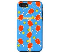 Blue Pickleball Court Design with Paddles and Balls Carcasa para iPhone SE (2020) / 7/8