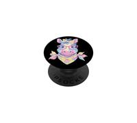 Blue Pig Retrato Animal Lover Graphic Gafas Rosa Floral PopSockets PopGrip Adhesivo