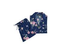 Blue Pijama corto floral de mezcla de algodón XS