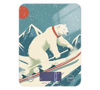 Blue Polar Bear Skiing - Báscula de cocina pequeña fácil de limpiar para alimentos, 11 libras/1 onzas, báscula de café gramo de 5 kg/5 g con 4 unidades para hornear Espresso Keto (pilas no incluidas)