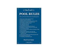 Blue Pool Rules Private Please Observe Iron Painting - Placa de metal con texto en inglés "Private Please Observe" - Letrero de estaño vintage retro para el hogar, casa, hombre, cueva, decoración de