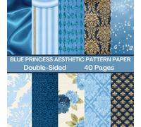 Blue Princess Aesthetic Scrapbook Paper 40 Pages 20 Sheets: Double Sided Pattern Paper for Scrapbooking, Card Making, Origami, DIY and More