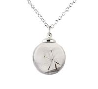 Blue Real Dandelion Seed Oval Glass Glow in The Dark Colgante Collar Damas de Honor Regalo Elegante y Popular Professional